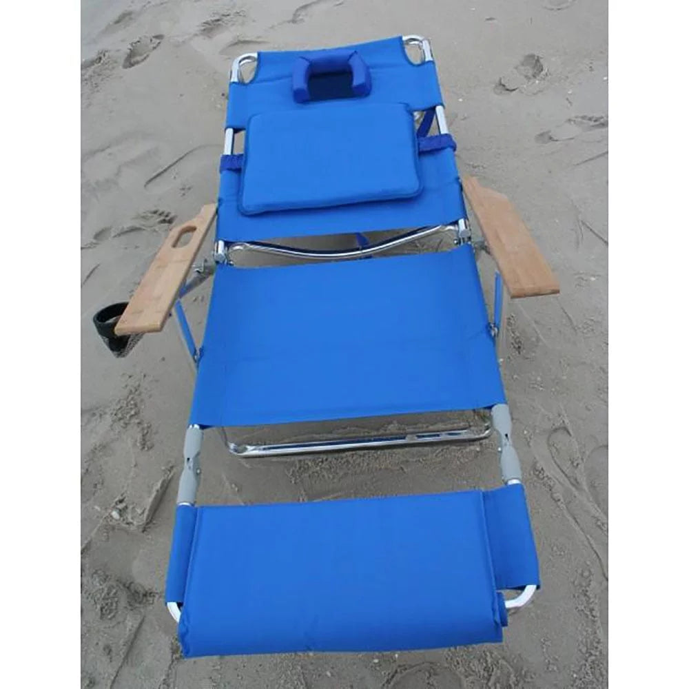 Blue Padded Outdoor Lounge Reclining Beach Chair 2 Pack B466944