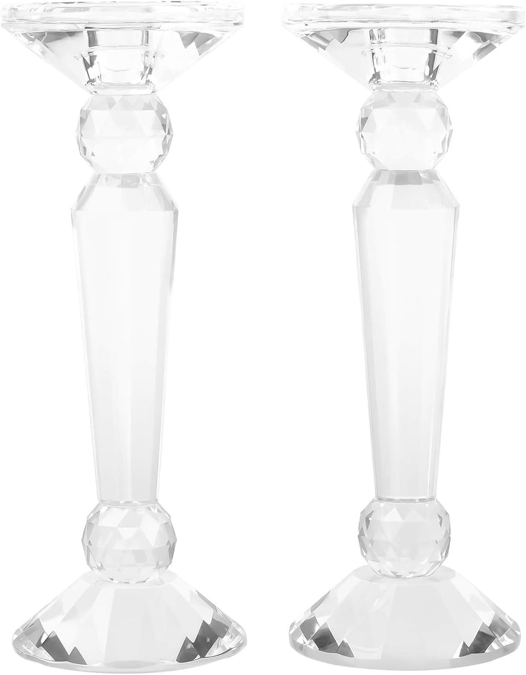 2-Pack Clear Crystal Candle Stick Holders (10.6inches Tall) V1458