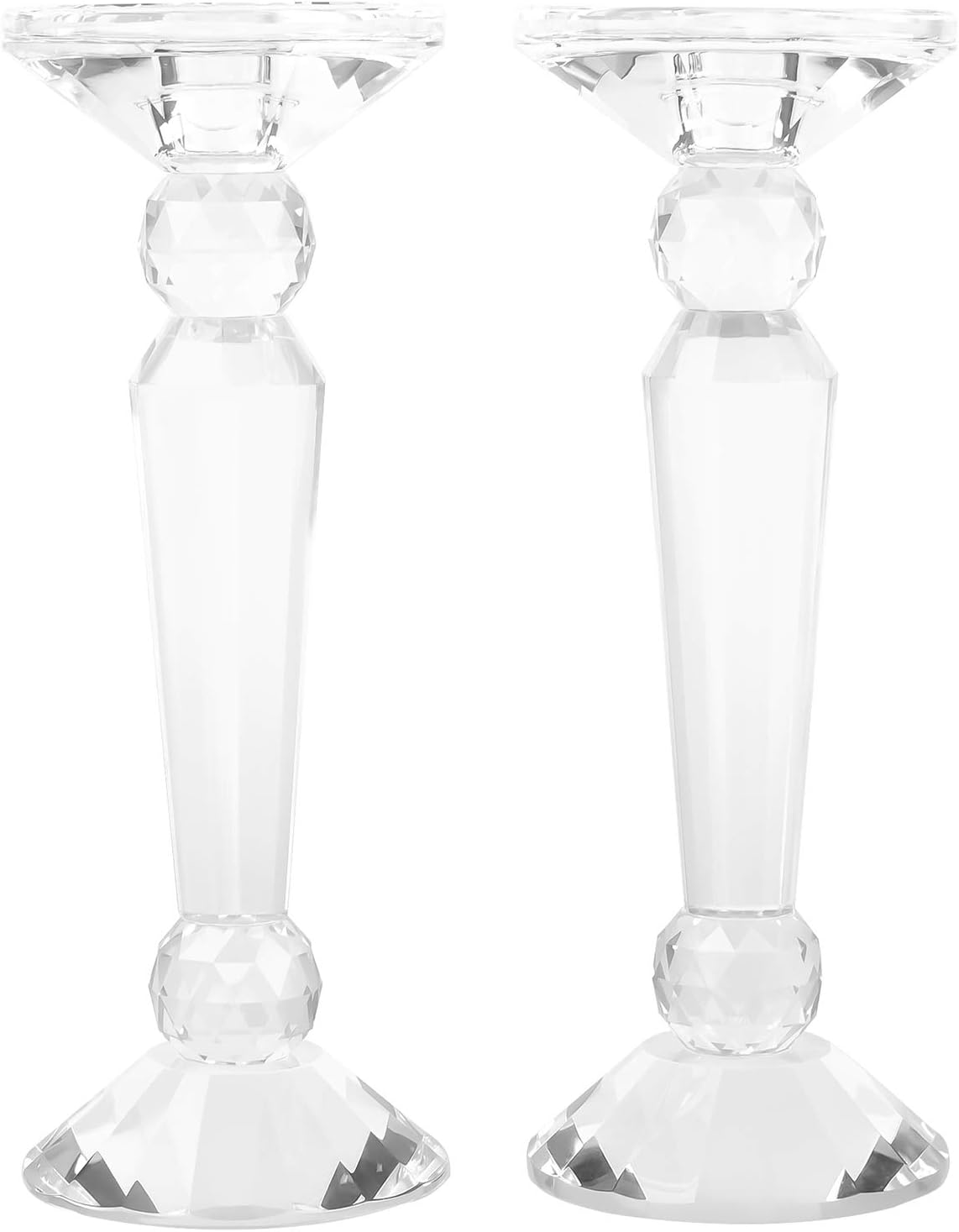2-Pack Clear Crystal Candle Stick Holders (10.6inches Tall) V1458