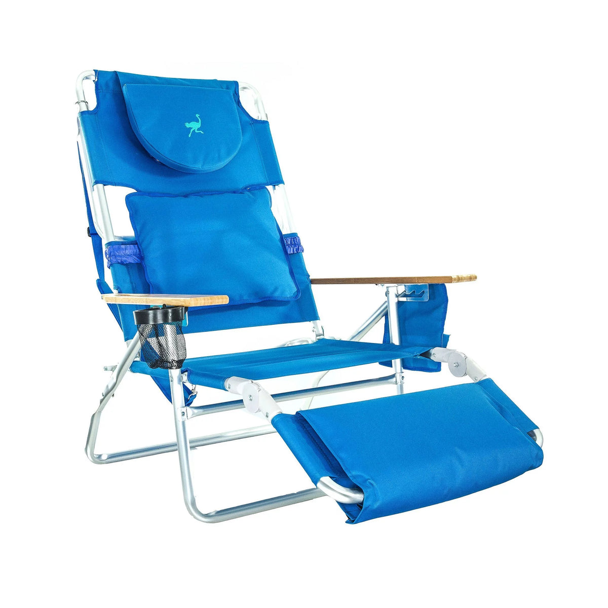 Blue Padded Outdoor Lounge Reclining Beach Chair 2 Pack B466944