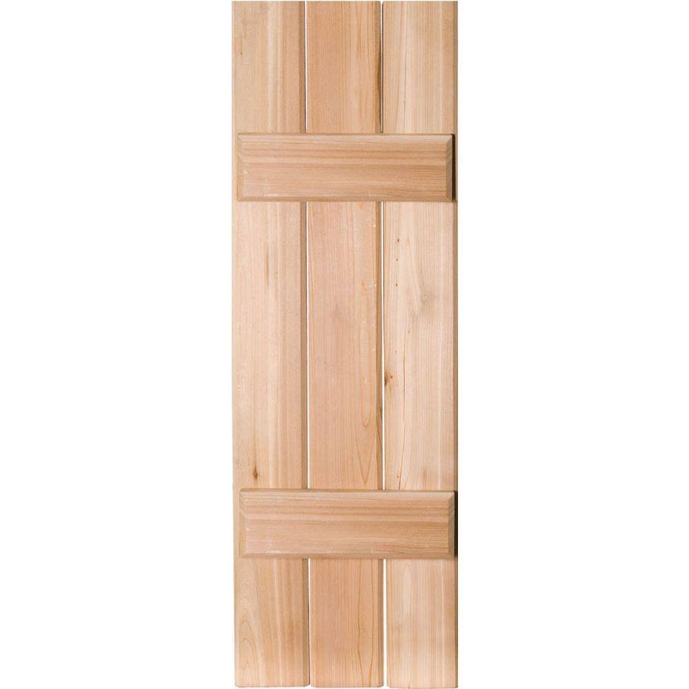 12 in. x 57 in. Unfinished Western Red Cedar Board and Batten Shutters Pair U33017