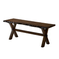 Solid Wood Bench with Trestle Base and Cross Legs, Brown O49555