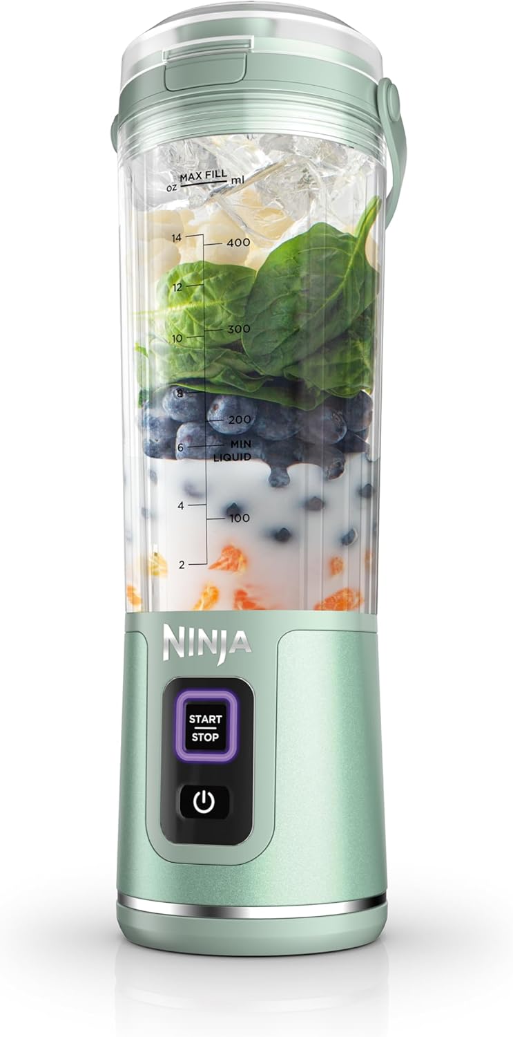 Portable Blender, Cordless, 18oz. Vessel, BPA Free, USB-C Rechargeable, Tinted Mint U6542