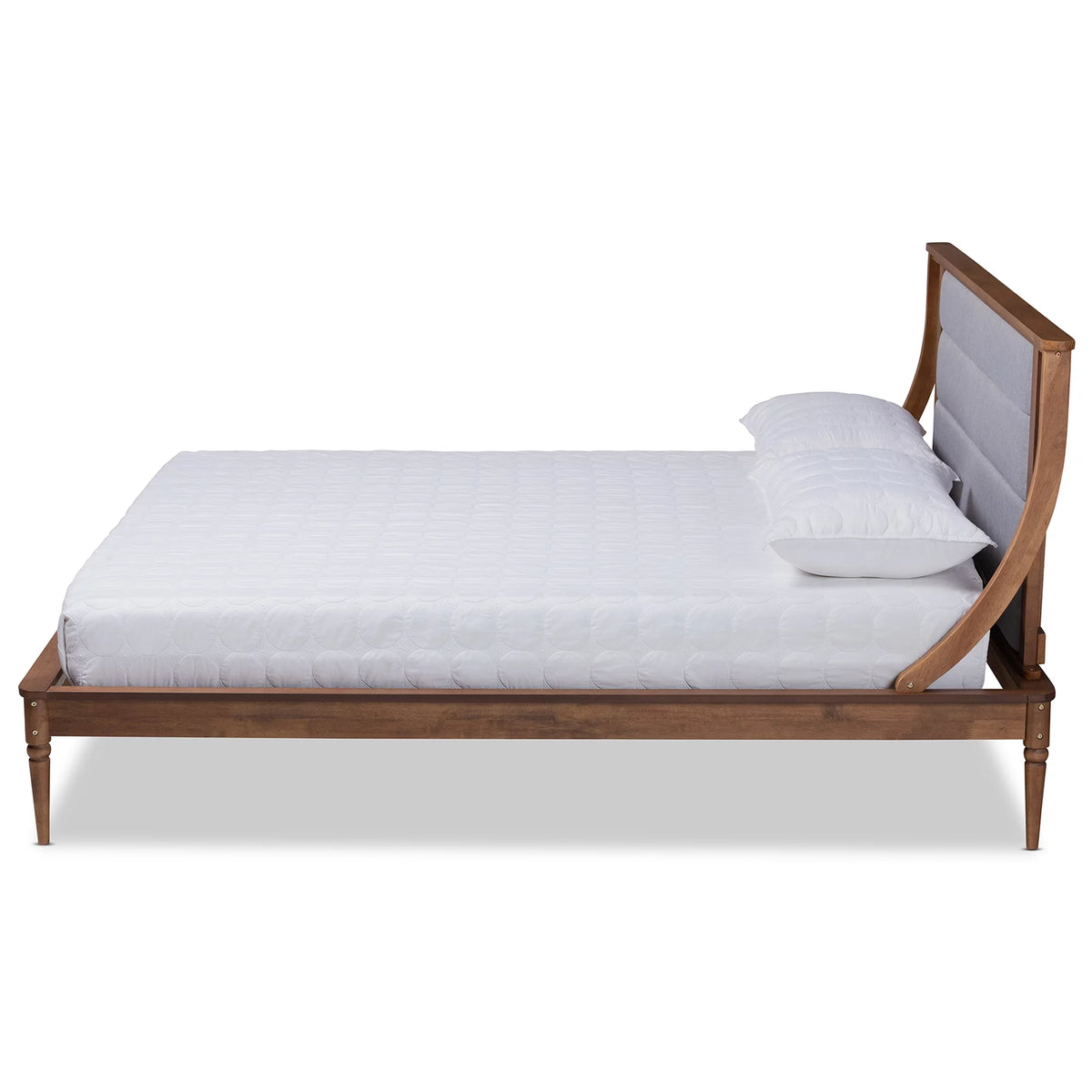 Light Grey Fabric Upholstered Queen Size Platform Bed N55650