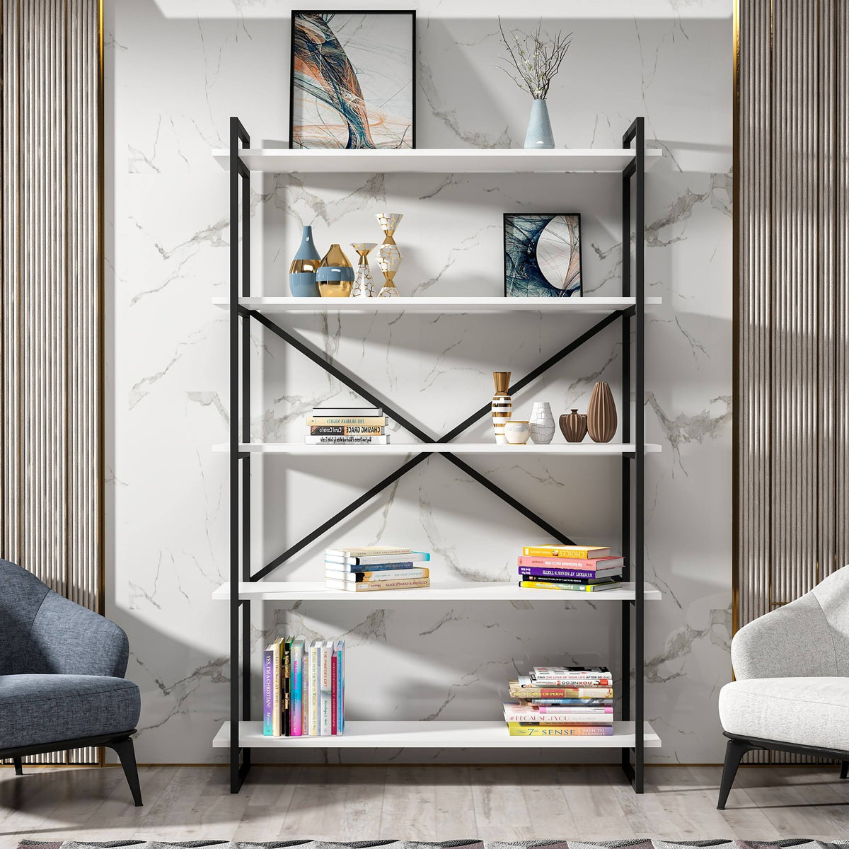 Modern Bookcase Anthracite Gold Y46245