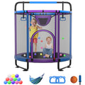 60'' Kids Trampoline with Swing, Enclosure Net and Basketball Hoop U98757