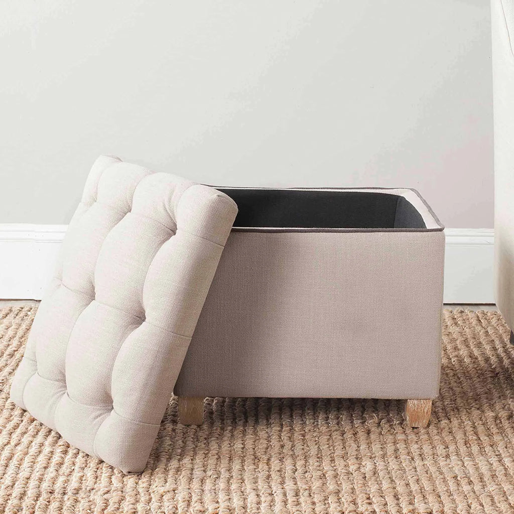 Beige Tufted Storage Ottoman Q2699
