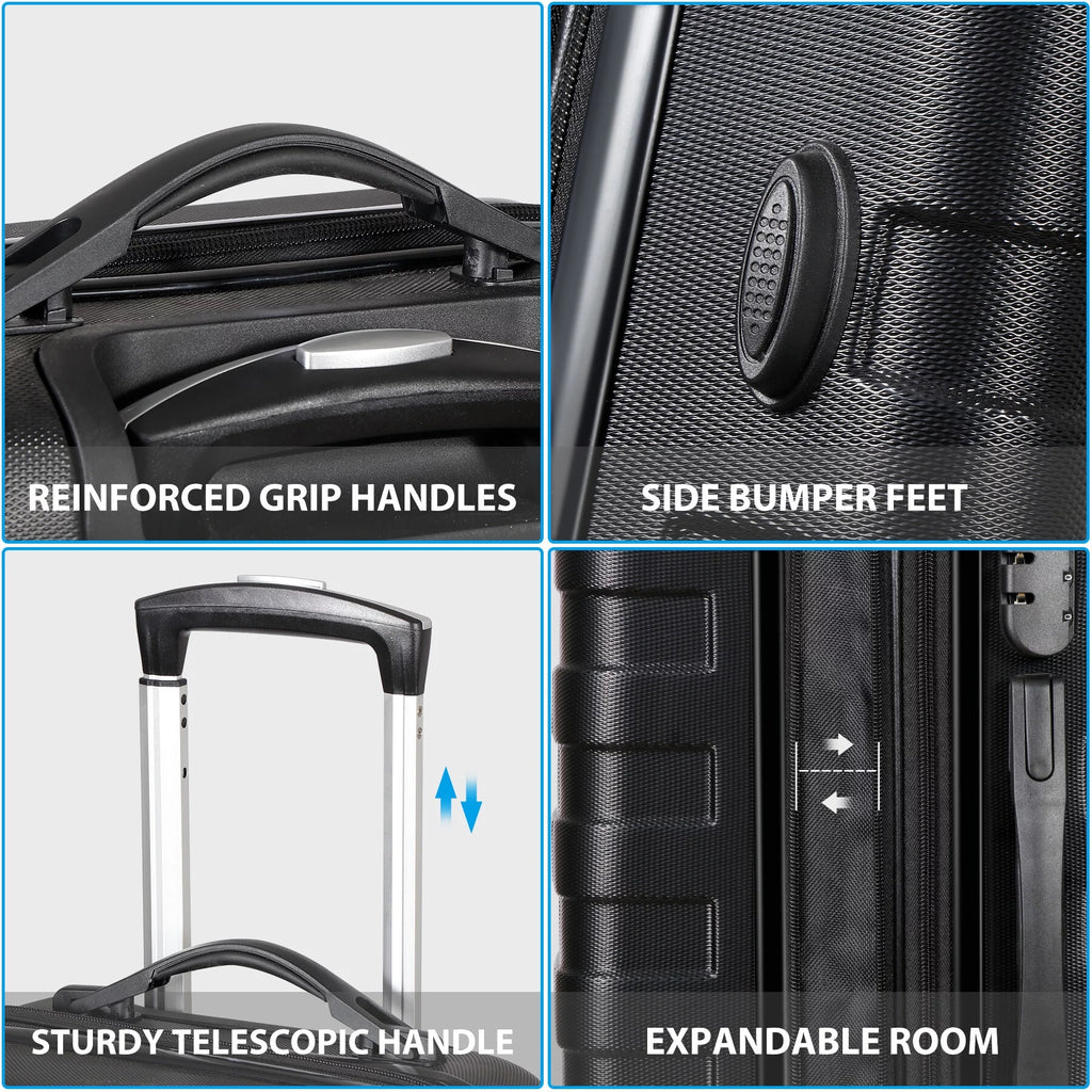 22-inch Hardside Expandable Spinner Luggage Black R27411