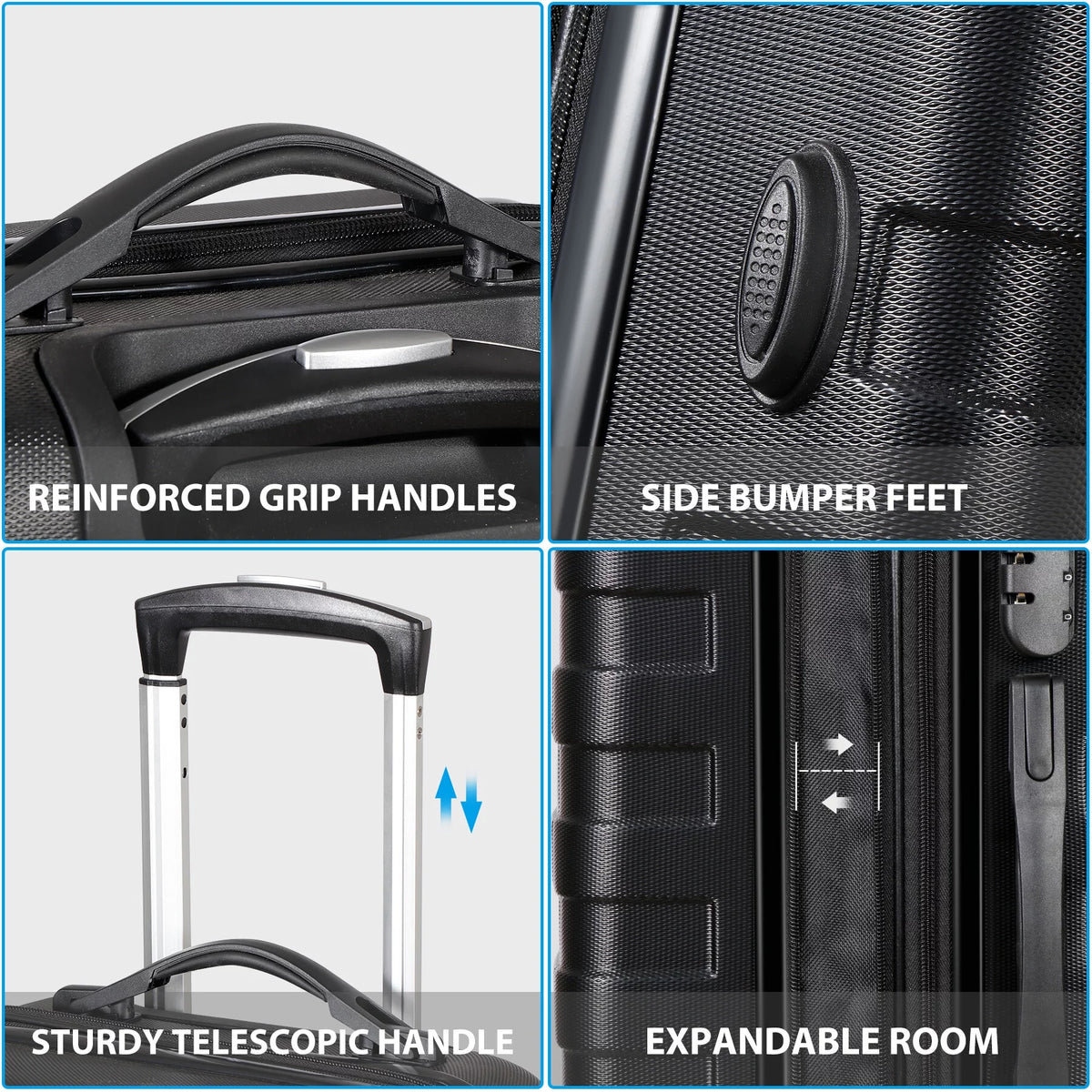22-inch Hardside Expandable Spinner Luggage Black R27411