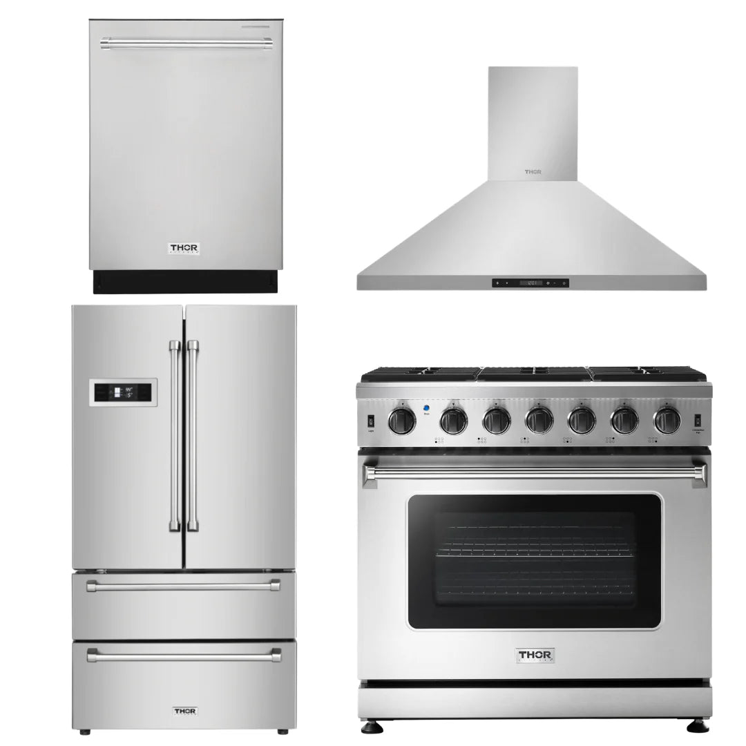 36 Gas Range, Range Hood, Refrigerator, Dishwasher Q11952