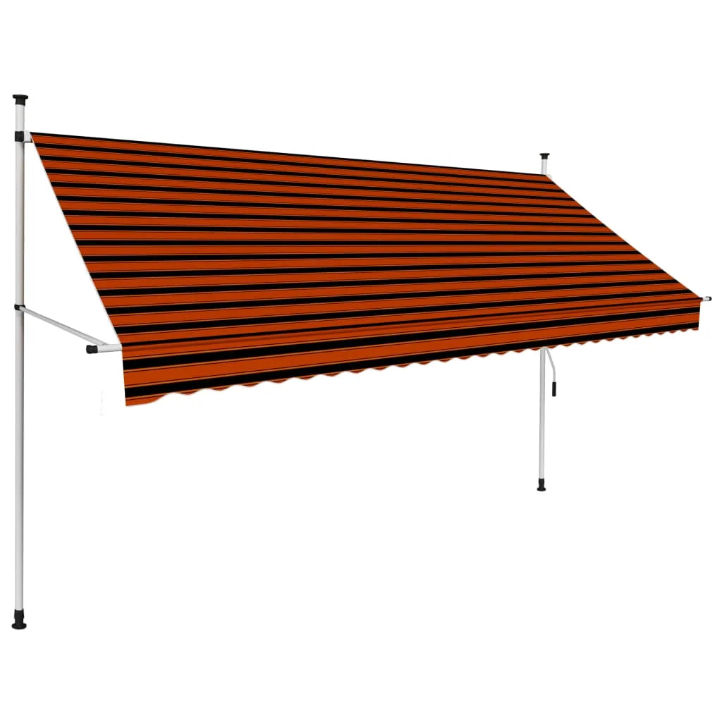 118.1" Manual Retractable Awning Orange and Brown O1195