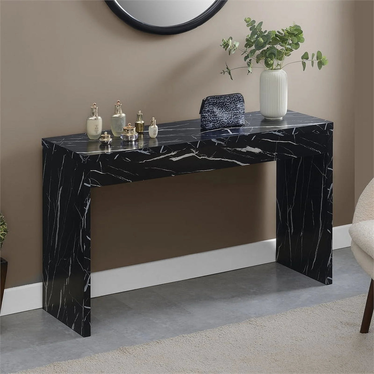 Black Wood Console Table/Desk S57823