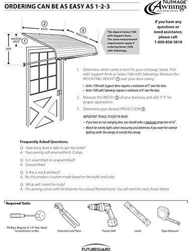 5 ft. Aluminum Door Canopy Awning in Bedford Blue U83748