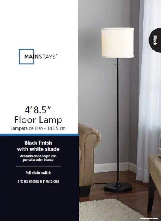 56.5" Shaded Floor Lamp with White Fabric Shade P32565