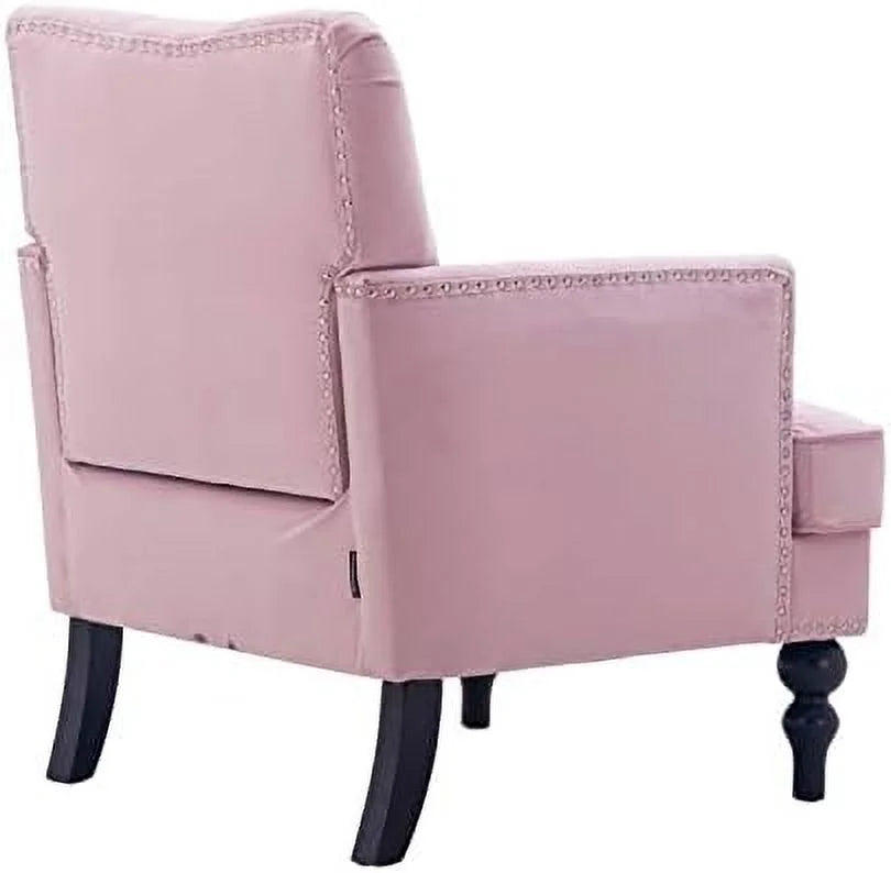 Tufted Velvet Club Chair with Wooden Legs L208766