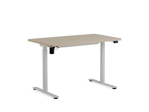 White Base & Light Oak Top Height-Adjustable Desk P910