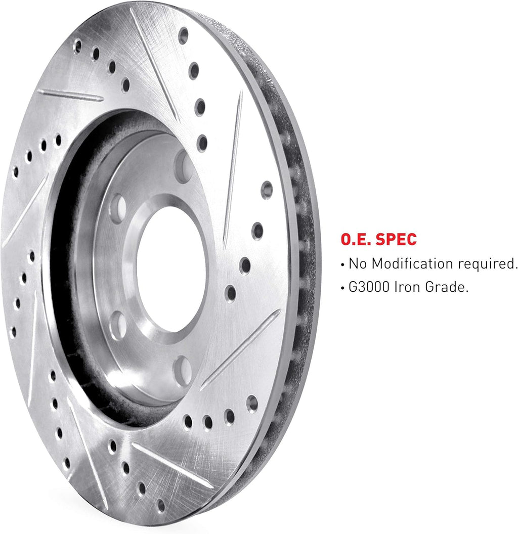 Drilled and Slotted Brake Rotors and Pads with Hardware Kit E645330