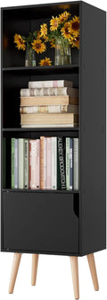 White/Dark Oak 4 Tier Wooden Display Bookshelf with 4 Legs V339850