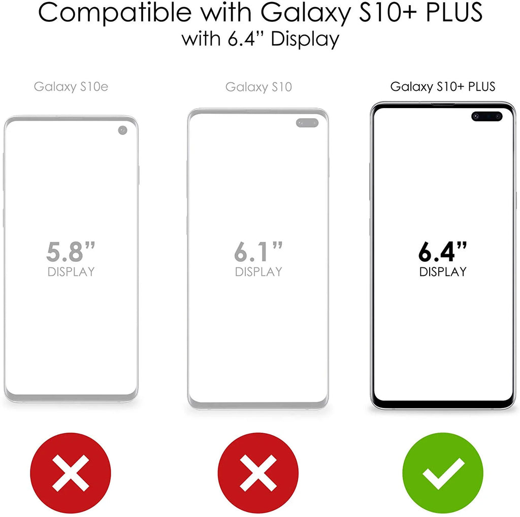 Clear Shockproof Hybrid Case for Samsung Galaxy S10+ Plus with TPU Bumper, Acrylic Back, Tempered Glass Screen Protector C5350