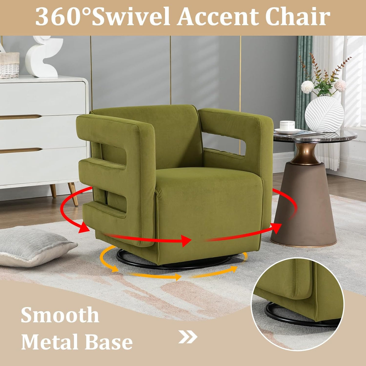 Olive Upholstered Swivel Accent Chair Z174316