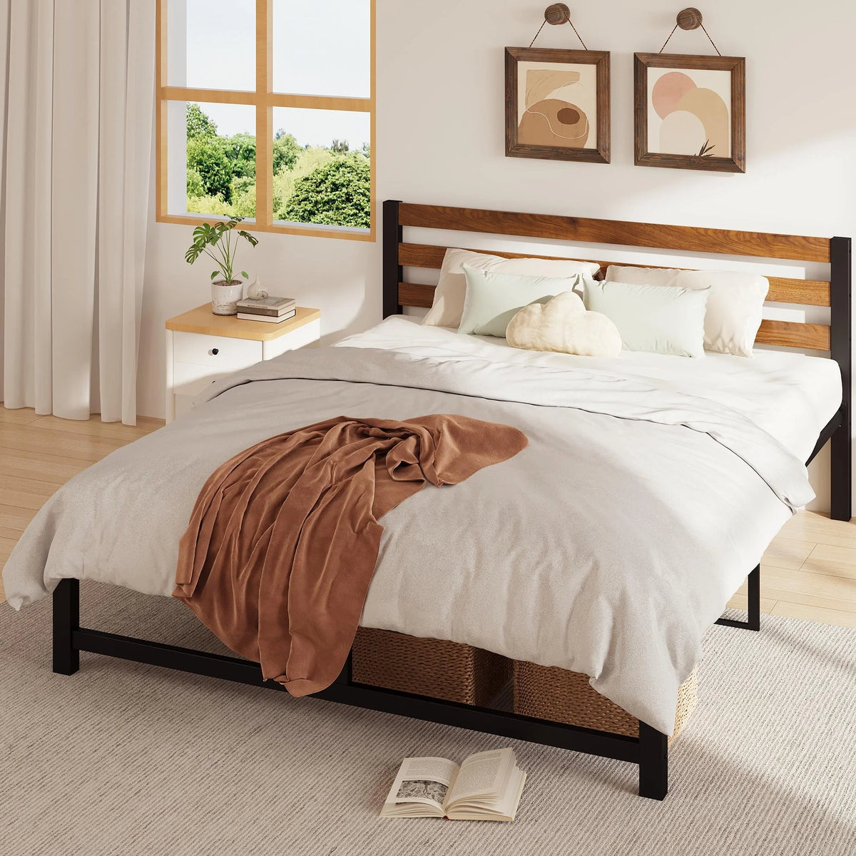 Queen Platform Bed Frame with Headboard H185