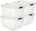 Clear 71 QT Pack of 4 Stackable Large Storage Containers with Latching Clear Lids L28234