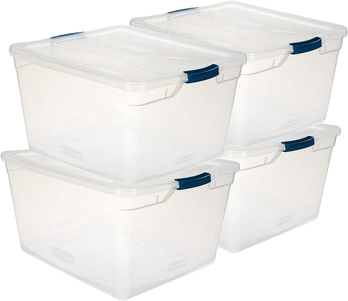 Clear 71 QT Pack of 4 Stackable Large Storage Containers with Latching Clear Lids L28234