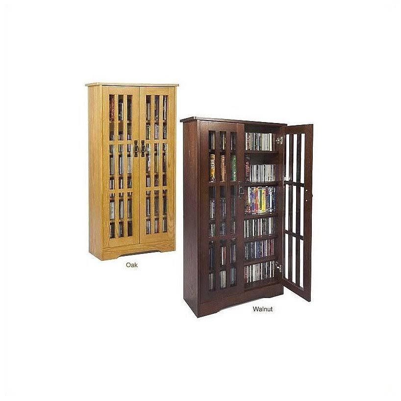Oak Glass Cabinet Multimedia Storage J43690