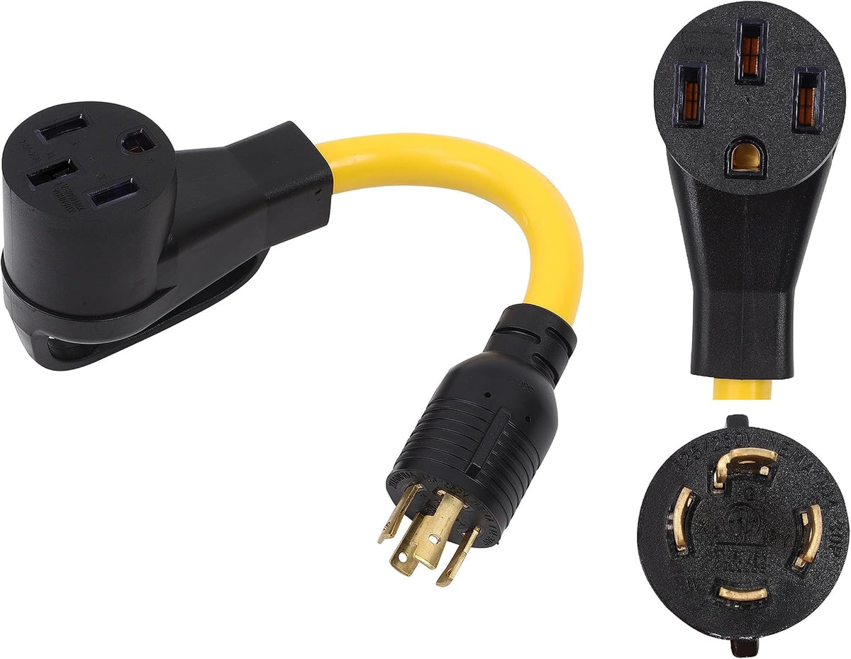 30 Amp Twist Lock 4 Prong Male Plug to 50 Amp 4 Prong Female Outlet Power Cord Adapter T756516