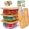 3 Pack Glass Meal Prep Containers with Bamboo Lids P384
