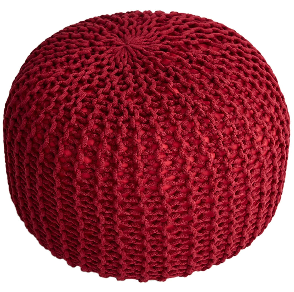 18" Chunky Hand-Knit Round Ottoman Pouf L126576