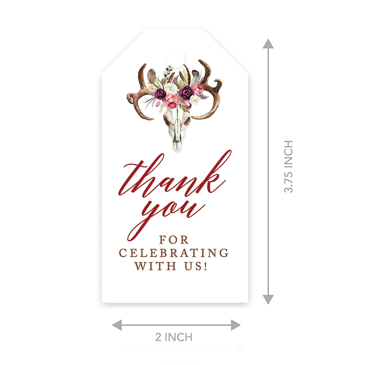 Boho Rustic Floral Antlers Cardstock Gift Tags 100-Pk H560734
