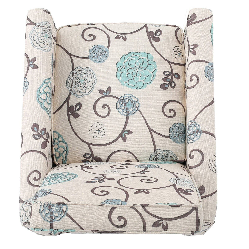 White and Blue Fabric Recliner Z45221
