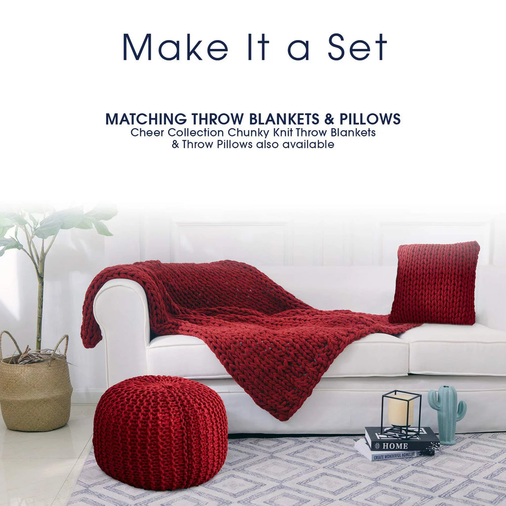 18" Chunky Hand-Knit Round Ottoman Pouf L126576