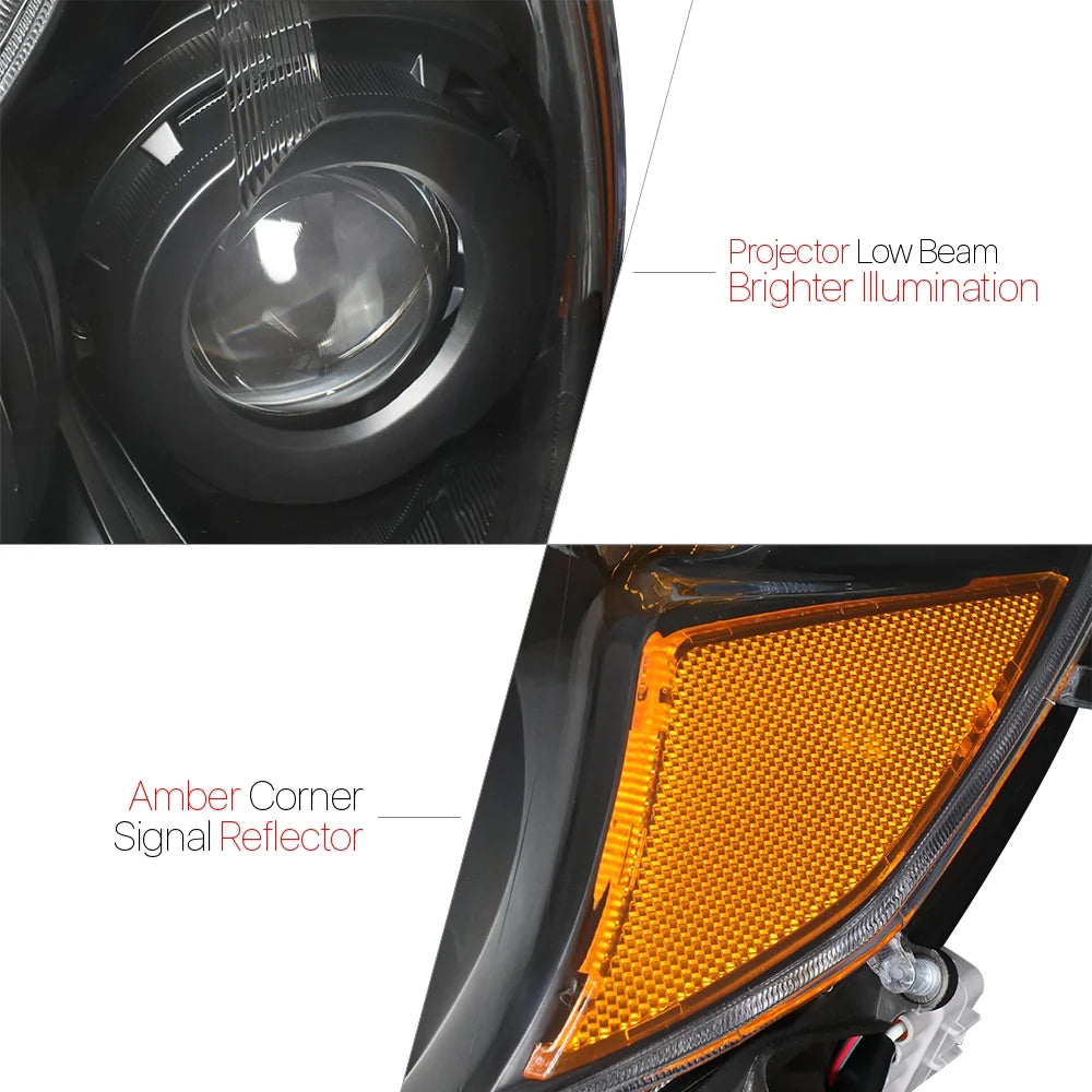 Black Projector Headlight Amber Turn Signal Reflector F82160