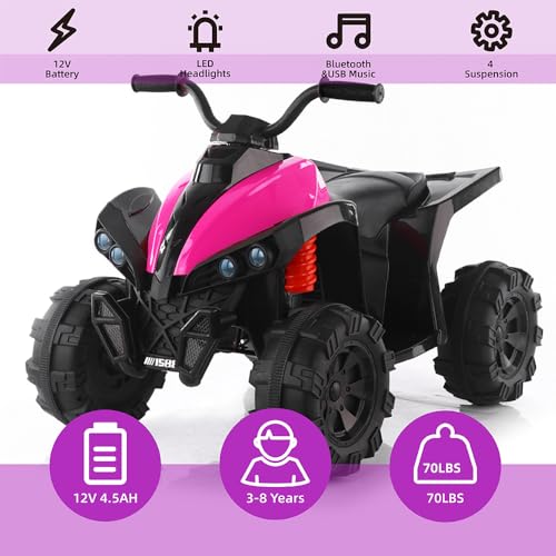 12V Battery Powered Electric Ride On ATV Car with MP3, USB, LED Headlight (Red) B7775