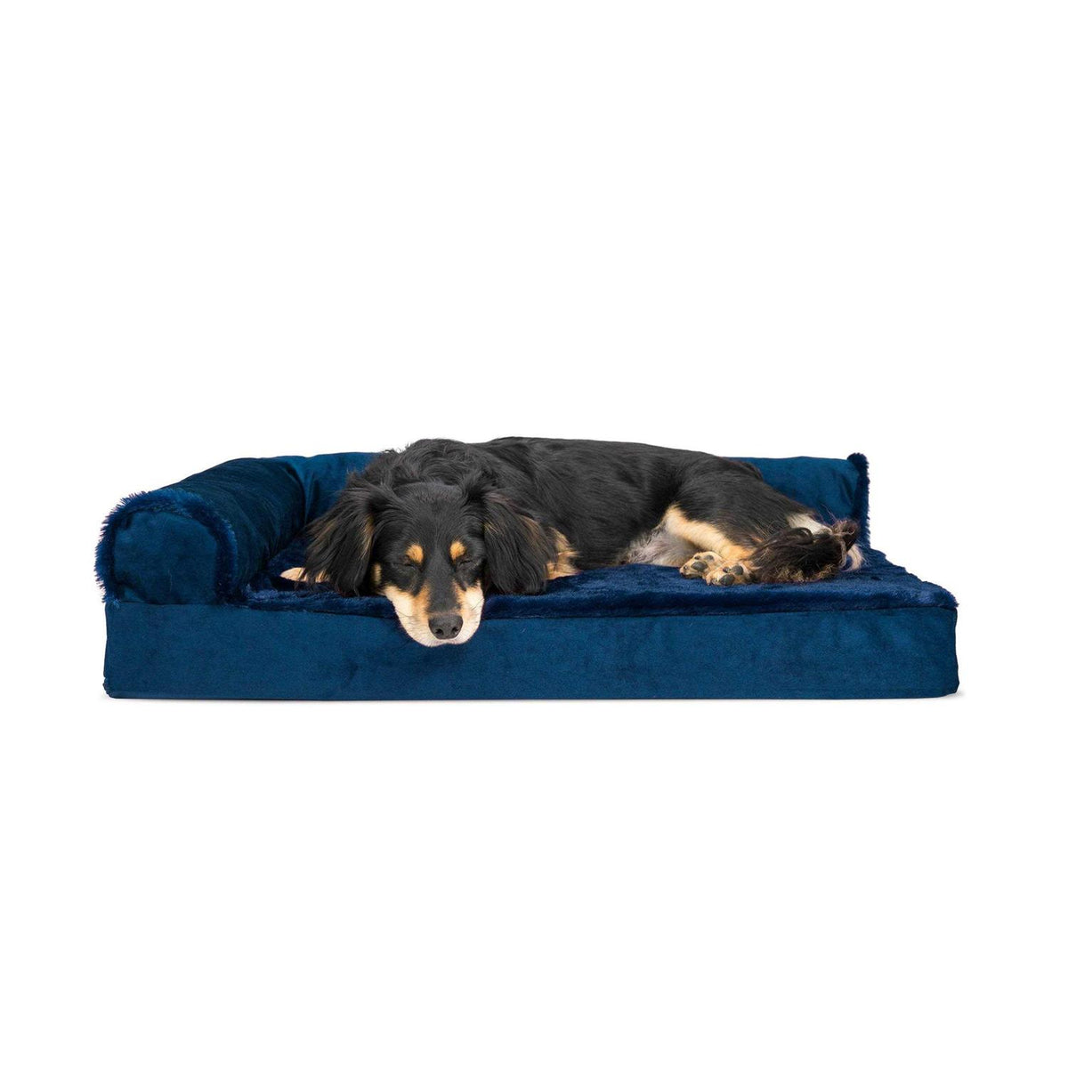 Two-Tone Faux Fur Suede Chaise Lounge Dog Bed P365226