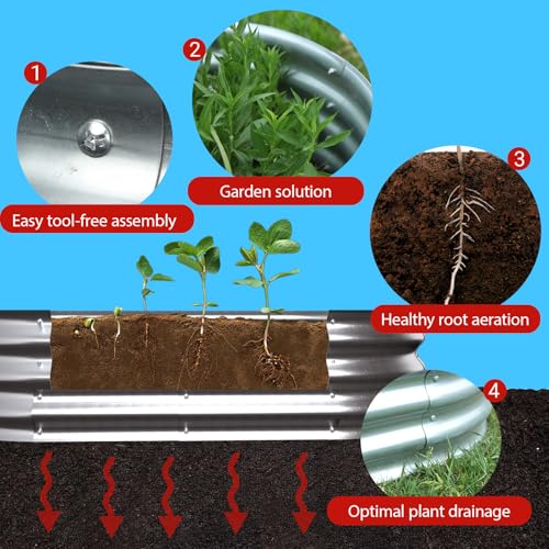 Galvanized Raised Garden Bed Kit, 4x2x1ft Oval Metal Planter B471