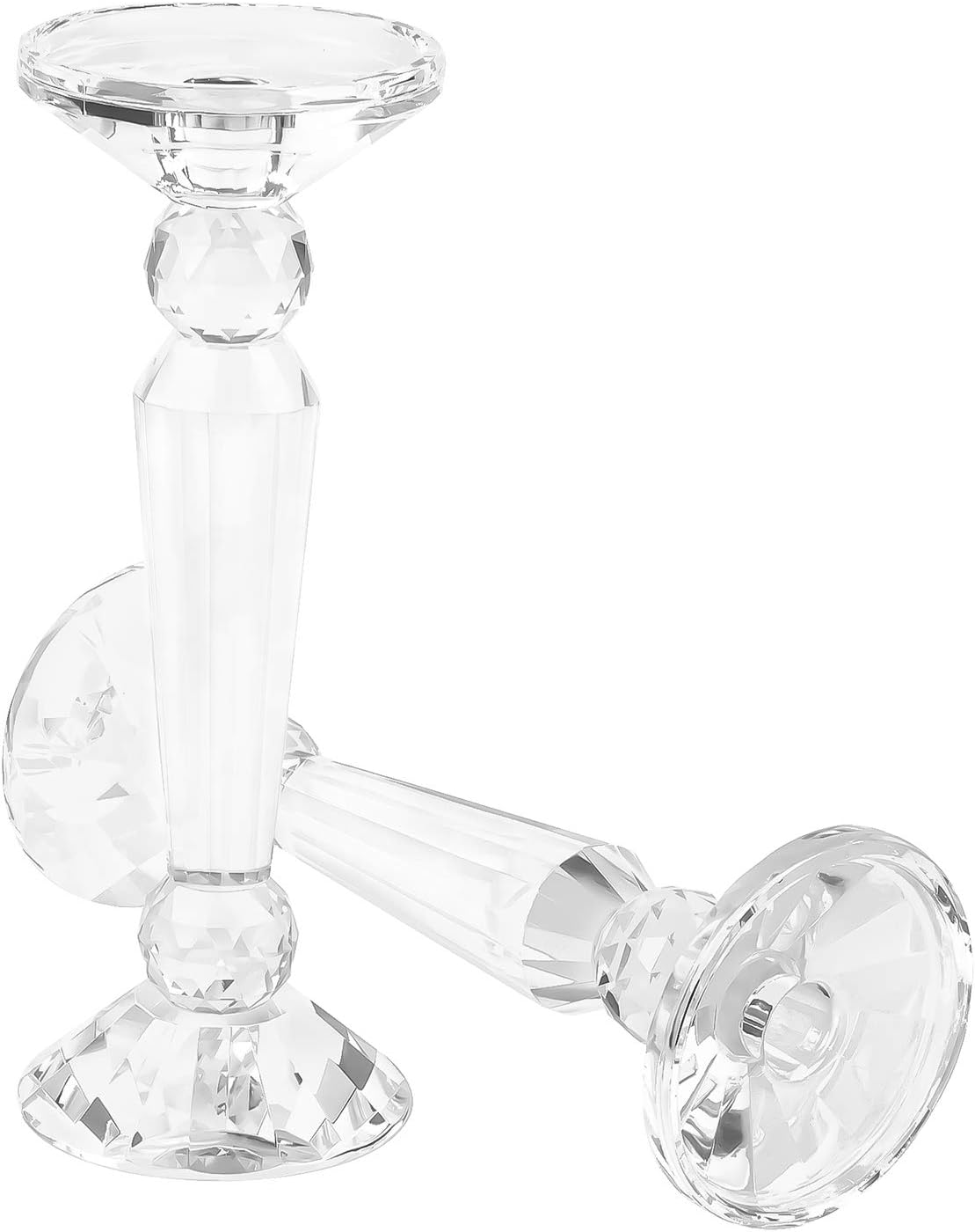 2-Pack Clear Crystal Candle Stick Holders (10.6inches Tall) V1458
