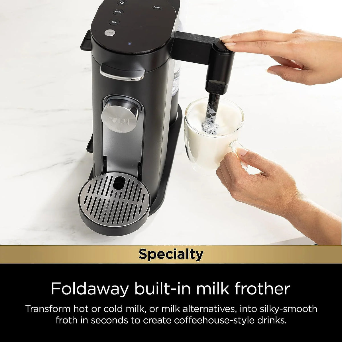 Single-Serve Coffee Maker with Milk Frother, Black Z131599