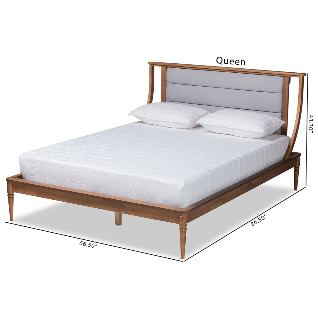 Light Grey Fabric Upholstered Queen Size Platform Bed N55650