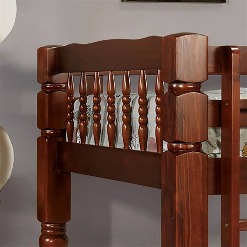 Twin Over Twin Wood Bunk Bed in Cherry P4009