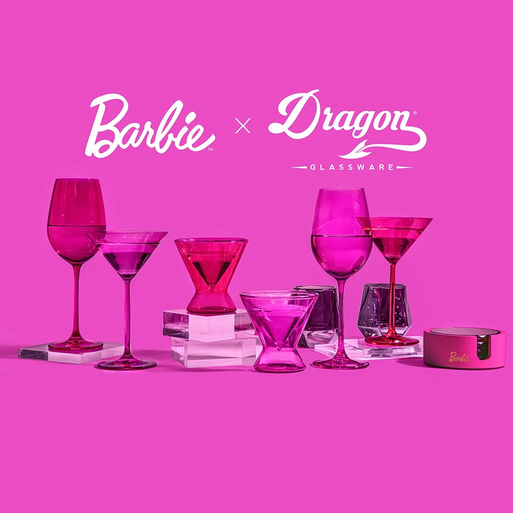 Pink Crystal Glass Coaster Set of 4 with Holder E7616
