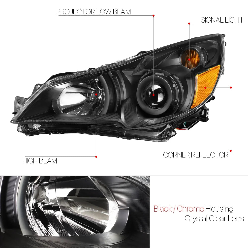 Black Projector Headlight Amber Turn Signal Reflector F82160