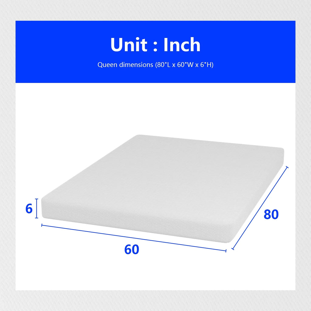 Queen Size 6 Inch Medium-Firm Foam Mattress O588612