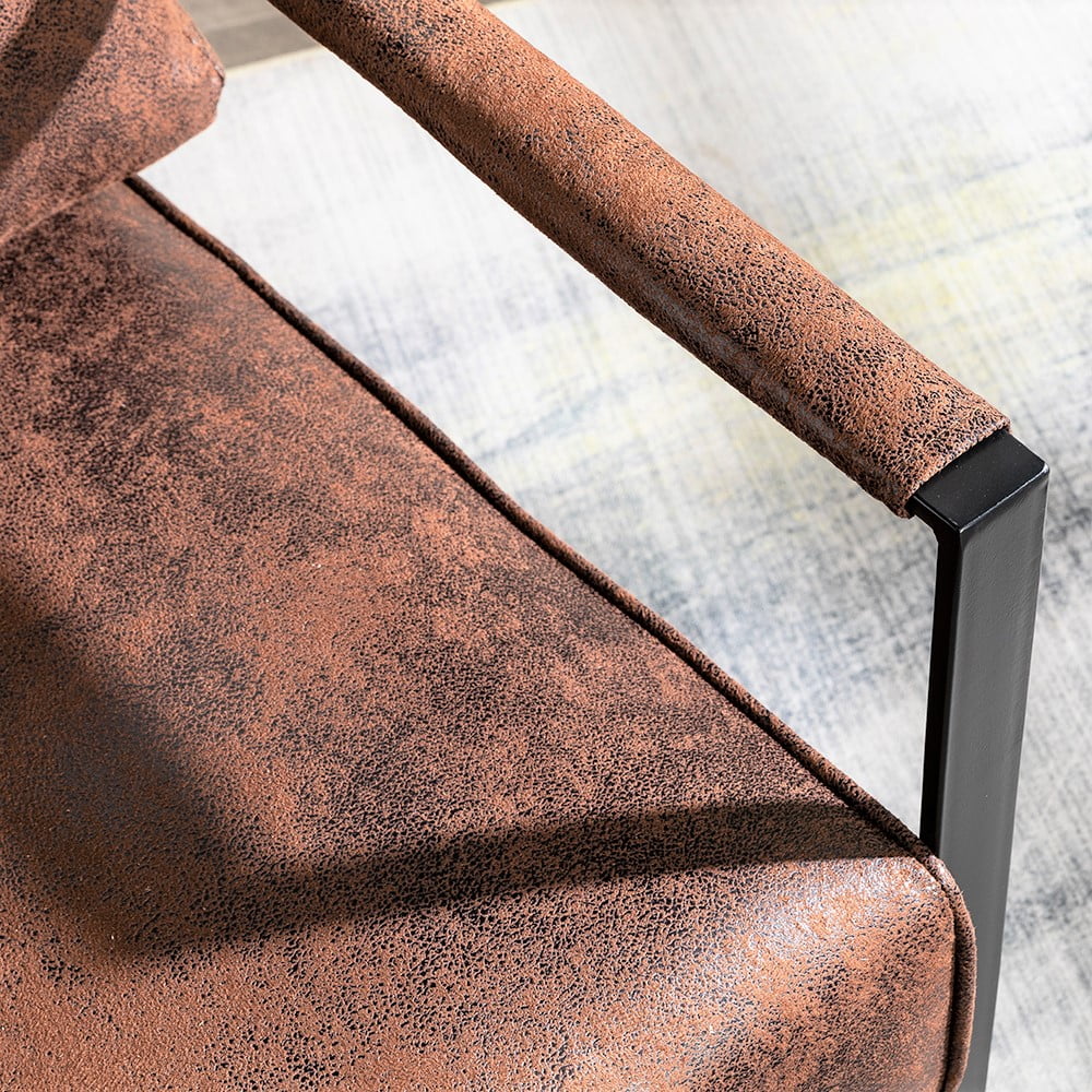 Brown PU Microfiber Upholstery Metal Arms Chair B2799