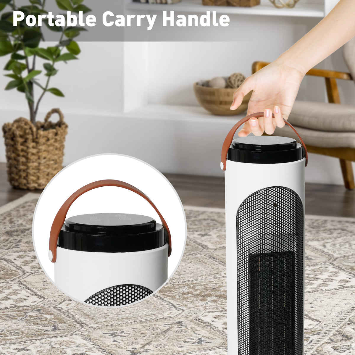 1500W PTC Oscillating Ceramic Space Heater with Remote, 24h Timer Q174378