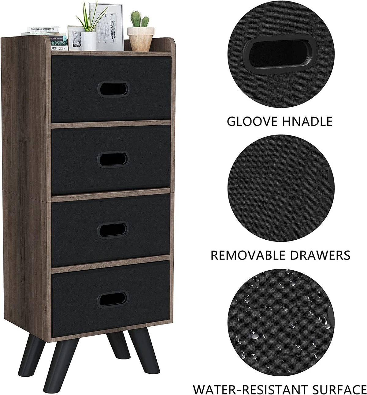 4 Drawer Wood Top Storage Dresser H456689