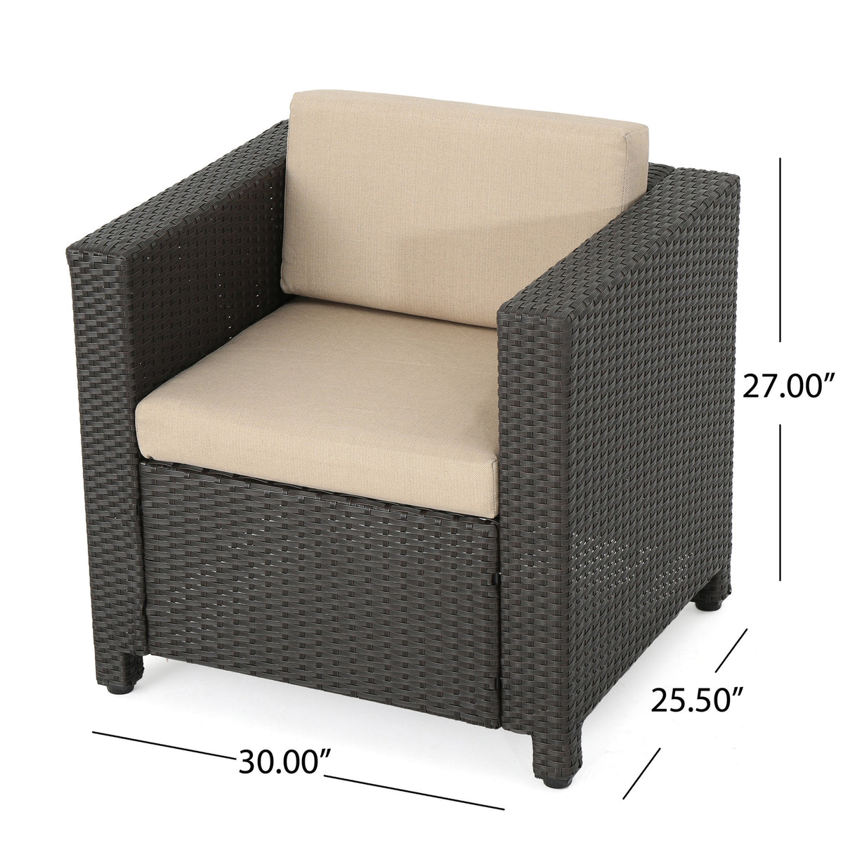 Brown and Beige Wicker L-Shaped Sectional Sofa Set T7661