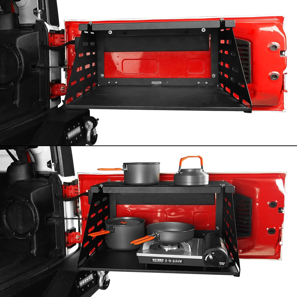 2-Tier Foldable Tailgate Table Camping Cargo Shelf N2853